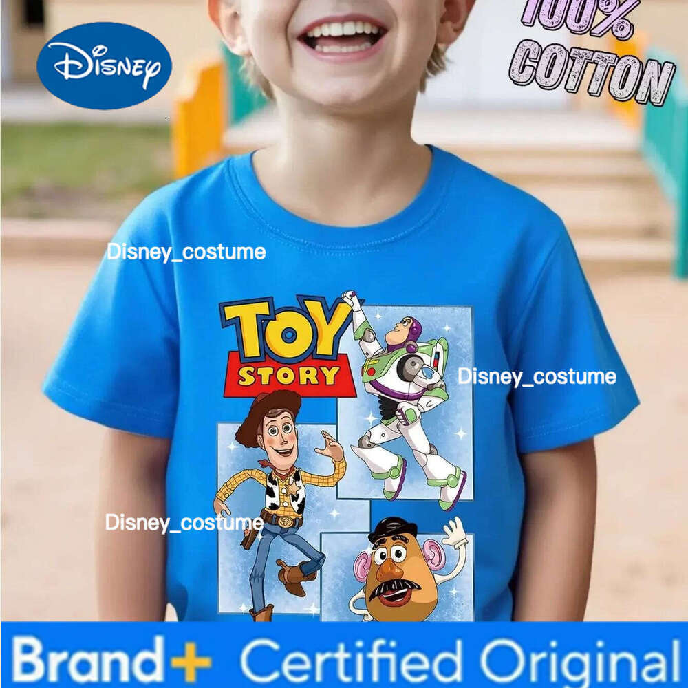 Disney 2026 Best Seller Toy Story Kids T-Shirt 100% Cotton Vibrant Cartoon Print Woody Buzz Classic Characters Short Sleeve OK H260210