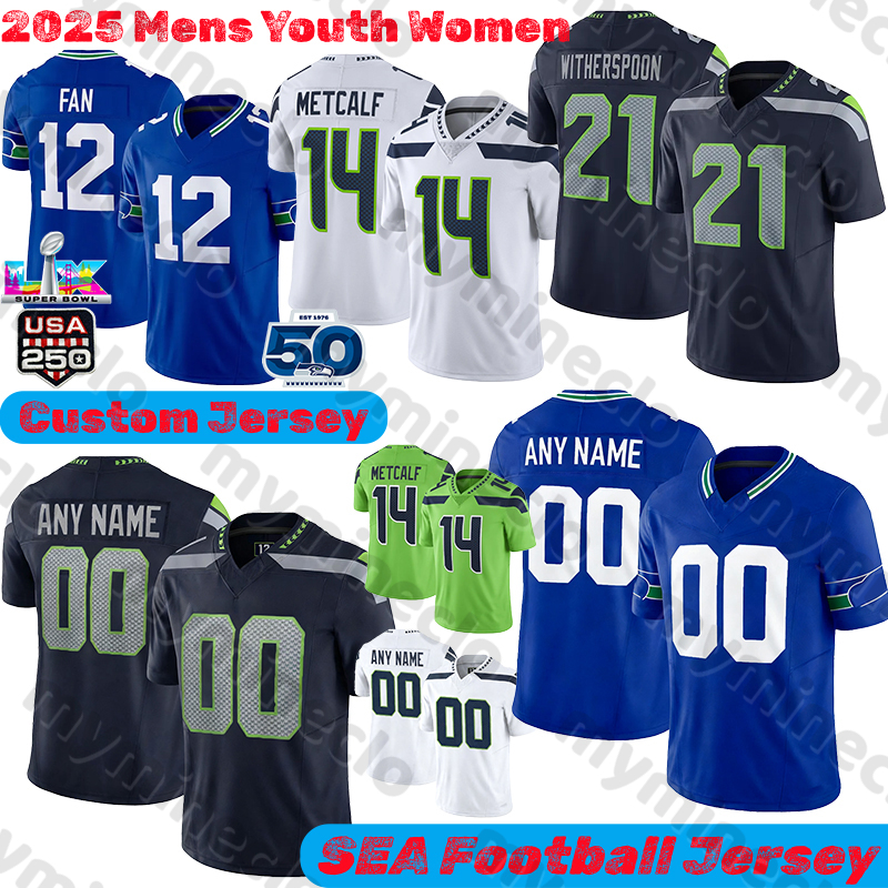 Seattles SeahawksS Jersey SeahawksJersey Sam Darnold Jaxon Smith-Njigba Cooper Kupp 50th anniversary Witherspoon Sherman Emmanwori Alexander Football Jerseys