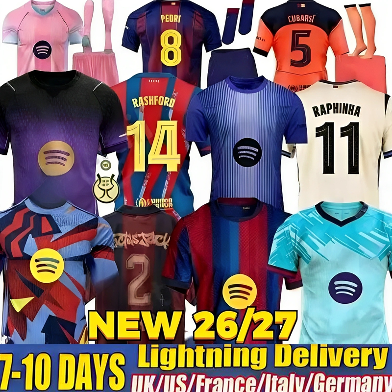26 27 Barcelona LAMINE YAMAL Lewandowski Soccer JerseyS GAVI Raphinha FERRAN 2026 2027 Football Shirt Set F. DE JONG Men Women Kids Kit Camiseta Barcalona Travis