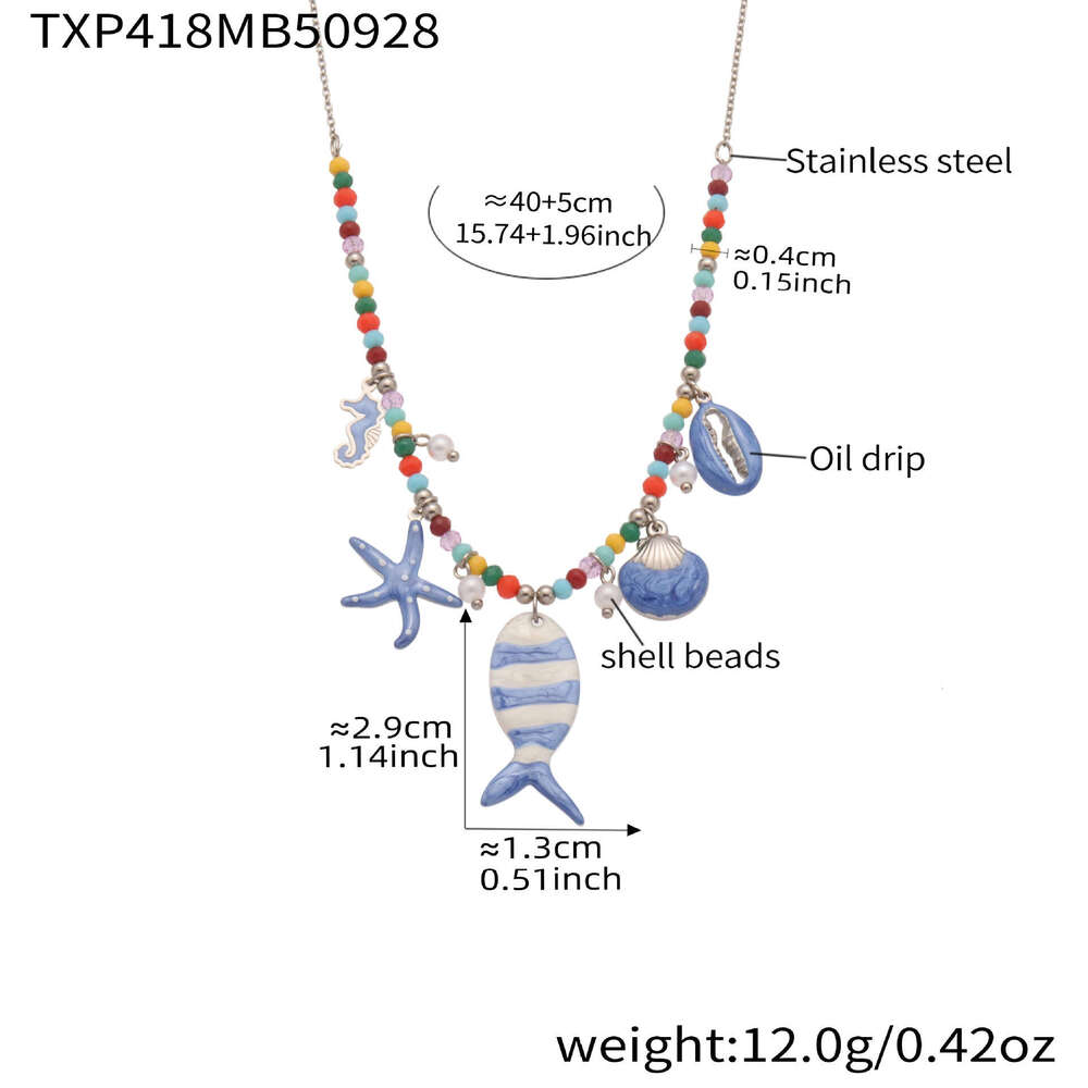 Stainless Steel DIY Multi-accessory Clownfish Oil Drop Pendant Necklace Bracelet Anklet Set 18K Gold Plated