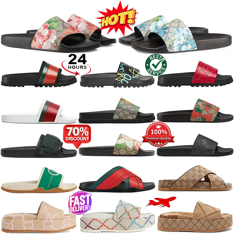 With box Designer Sandal slippers fashion slipper Men Women Sandals Platform slider embroidered canvas Flat Mules Platform Linen High Heel Sandal platform Shoe