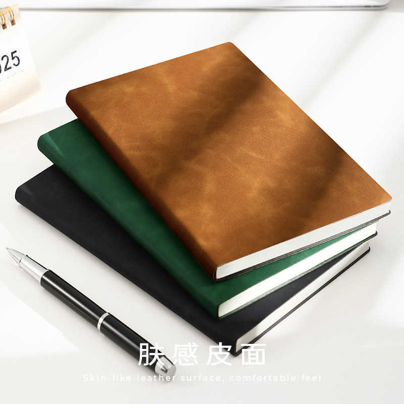 Leather-bound A5 notebook high aesthetic value A6 business office meeting notepad simple design can be engraved S260209