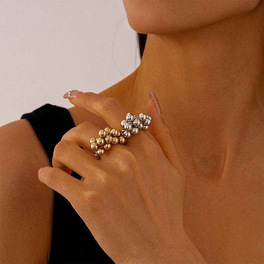 Irregular Spherical Ring Fringe Open Design Niche Ring for Index Finger Luxury Handcrafted Jewelry