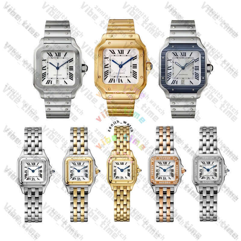 AAA Men And Women Luxury Stainless Steel Cartiier Watch Designer Santoss Watches Quartz Automatic Watch Panthere Watch Three Pin Square Dial Date Watch 22 26 35 39mm