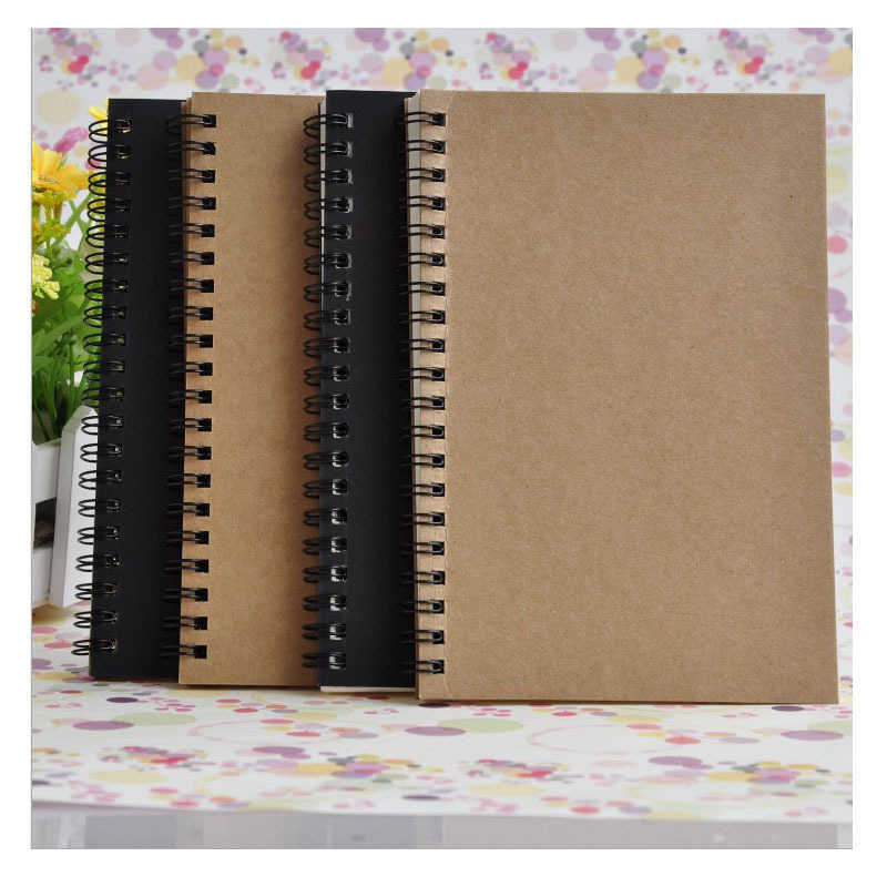 Coil-bound creative kraft paper notebook simple blank doodle journal sketchbook S260209
