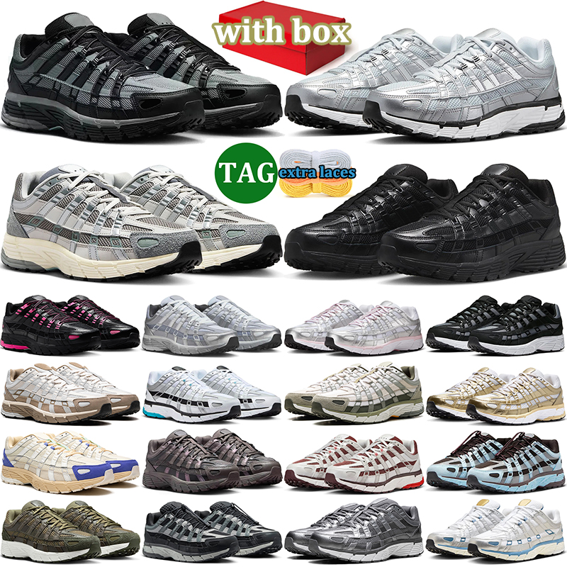 with box p6000 men women running shoes designer 6000 trainers outdoor durable sneakers comfortable sports shoe Cool Grey Black White Metallic Silver