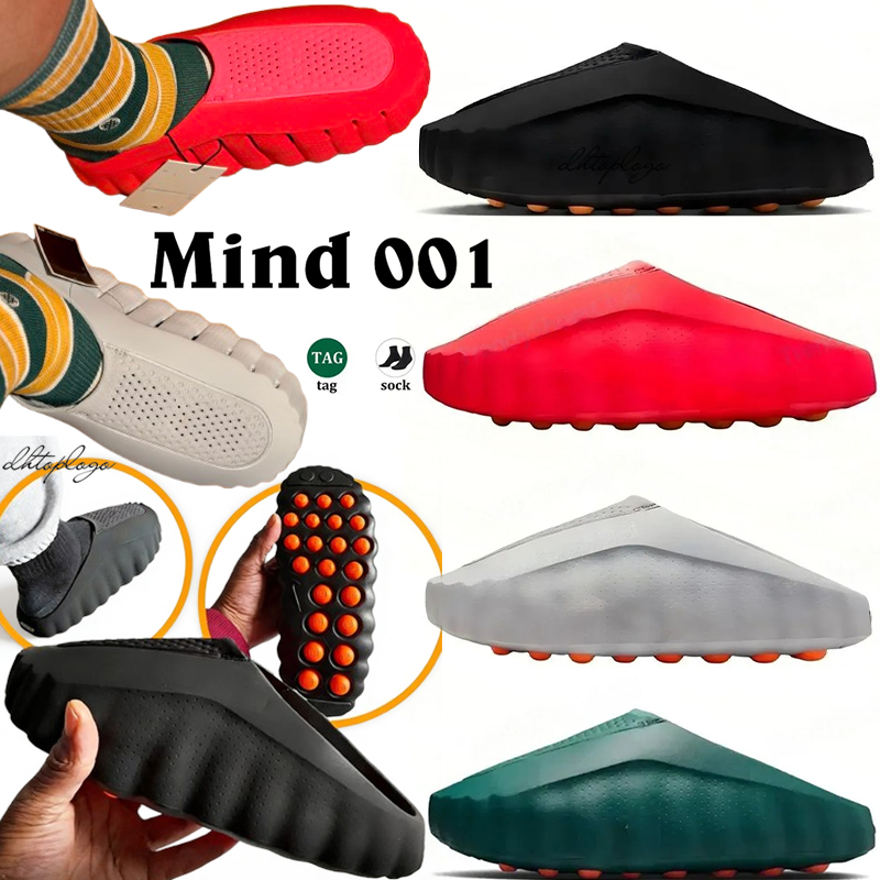 Desginer Mind 001 Slide Slides Mind001 Slippers Soft Rubber Tech Comfortable Sandals Mules Clog Black Red Bone Light Smoke Grey Men Women Summer Shoes