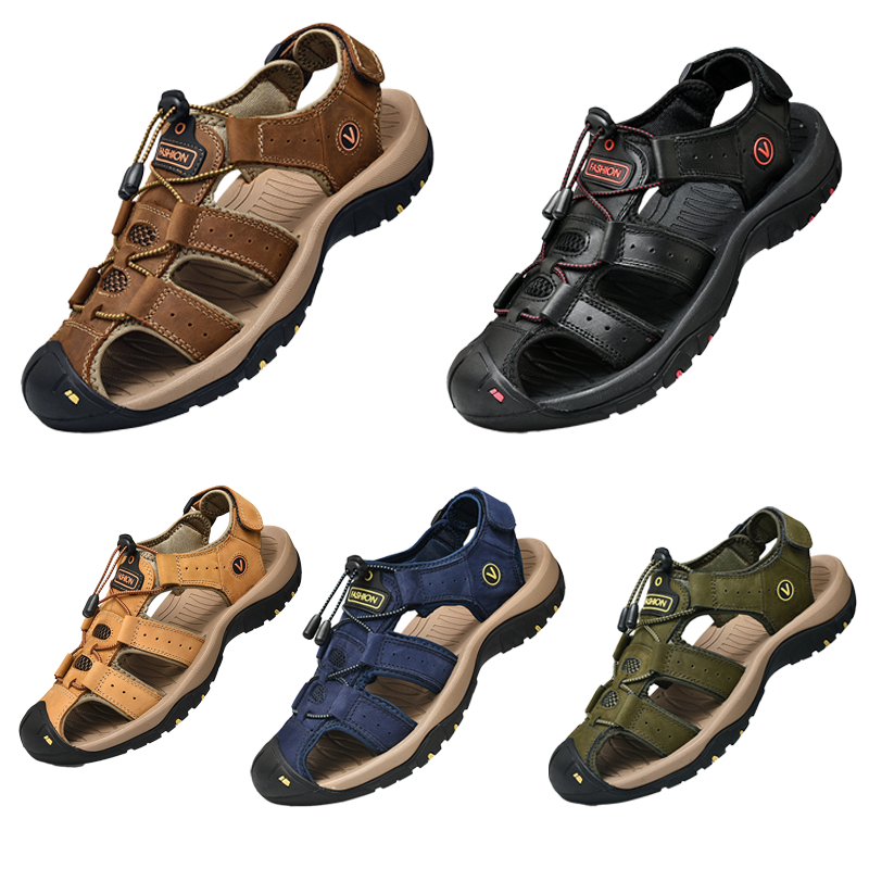 hot Free Shipping Sandals Summer Men Sandals Mens Casual Shoes Outdoor Men Leather Sandals for Men Beach Shoes Roman Shoes Plus Size 38-48