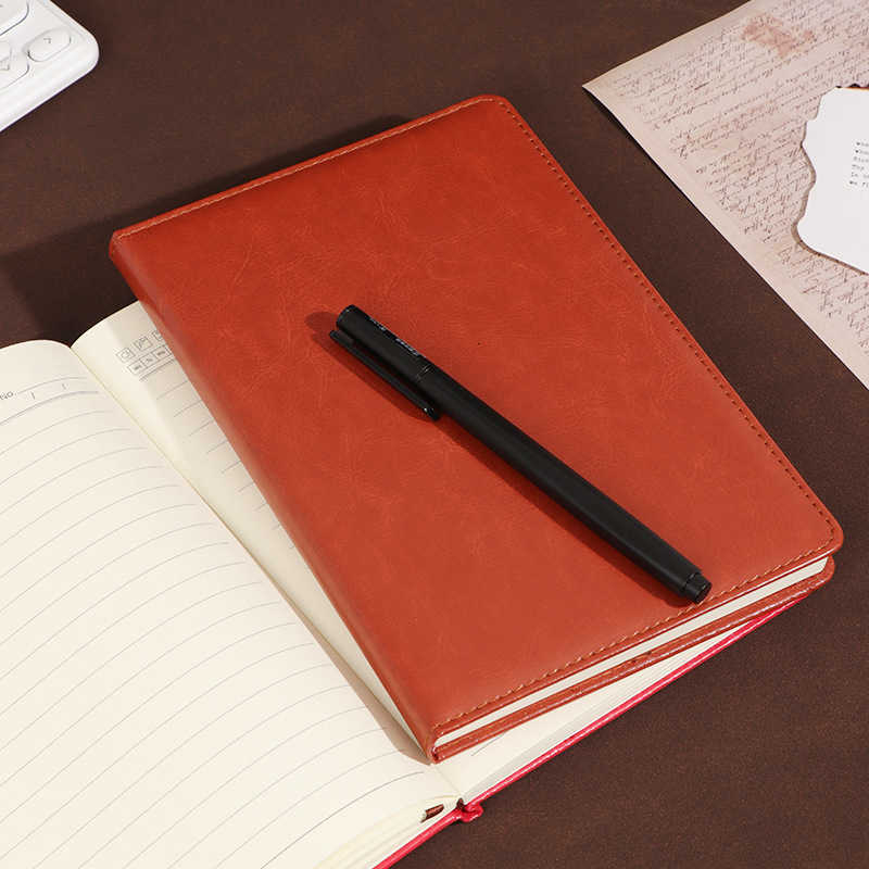 Thickened oil wax cowhide textured A5 soft leather notebook business meeting record book B5 notepad S260209