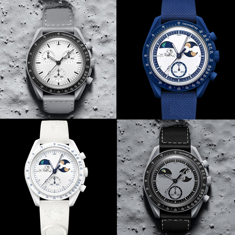 Mens Watches High Quality All Dials Working Luxury Bioceramic Planet Watches Movement Watches Water Proof Luminous Chronograph Leather Strap Wristwatches