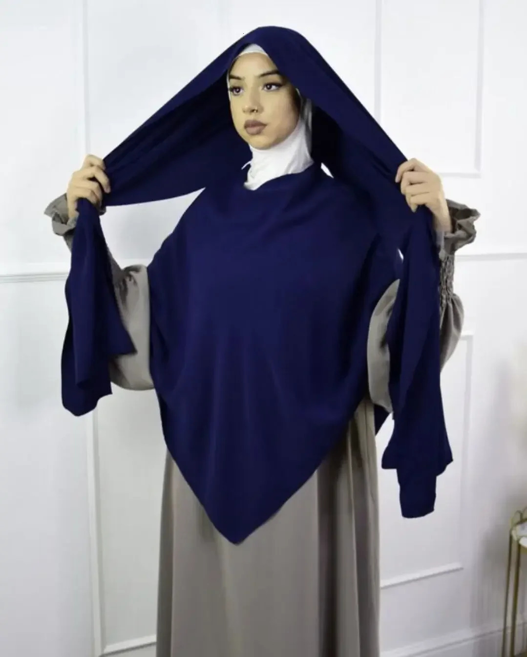 Premium Anti Slip Prayer Hijab Set - Jersey Khimar Abaya w/ Silicone Grip Band - Breathable Modest Islamic Wear for Women 260202