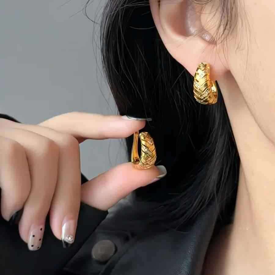 Wheat Earring French Vintage Diamond Design Fashion Jewelry Versatile Everyday Earrings