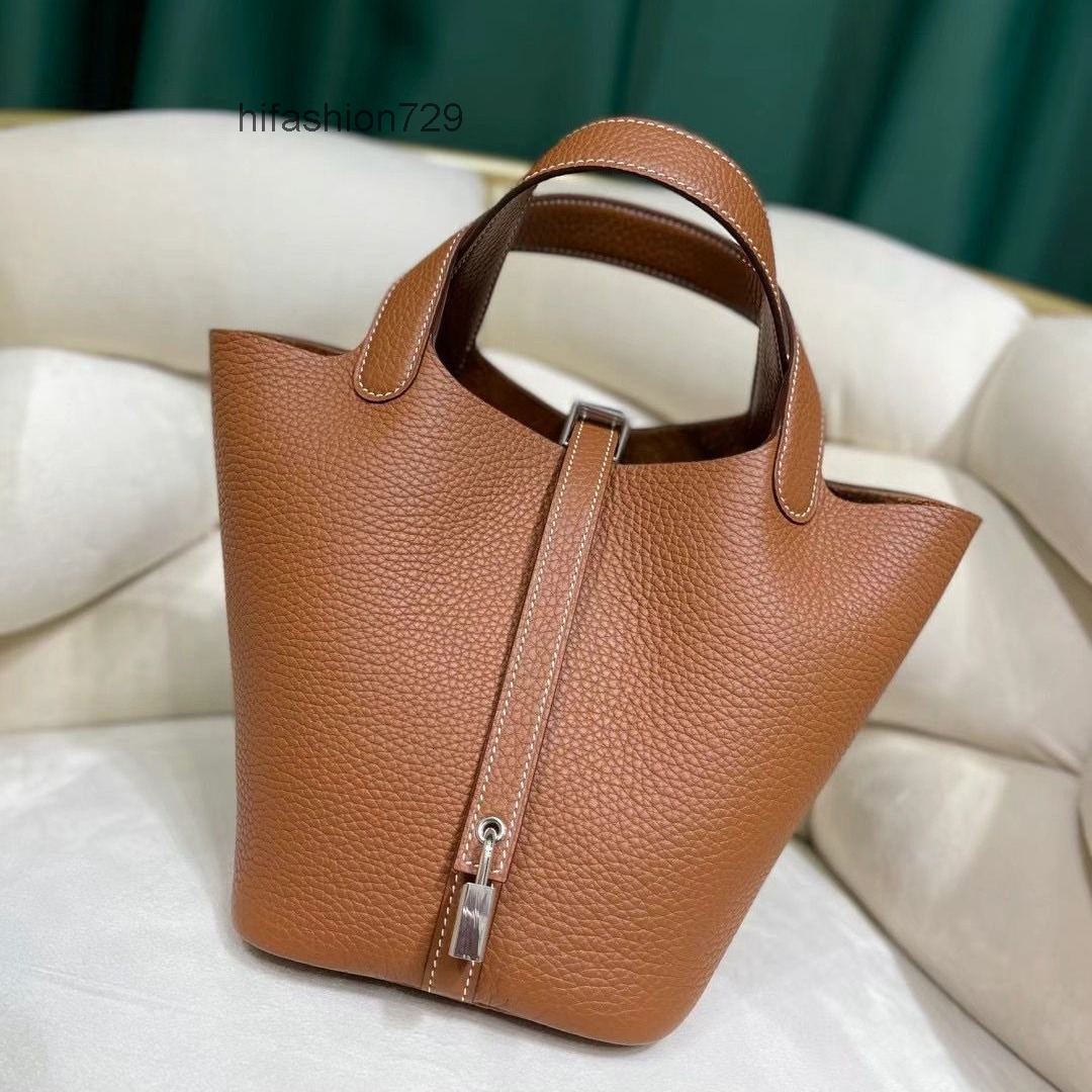 10a Top quality picotins lock bag designer bag shoulder bag taurillon clemence calfskin wax thread hand sewn tote bag 18cm 22cm bags designer women bag R27M