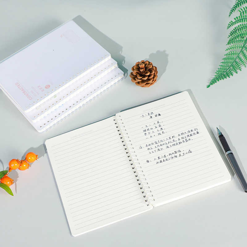 Thickened transparent PP frosted soft coil notebook blank English lined simple grid exercise book S260209