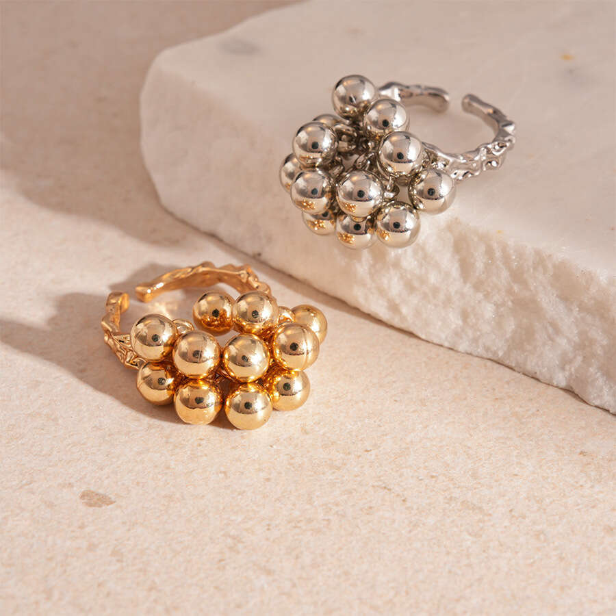 Irregular Spherical Ring Fringe Open Design Niche Ring for Index Finger Luxury Handcrafted Jewelry
