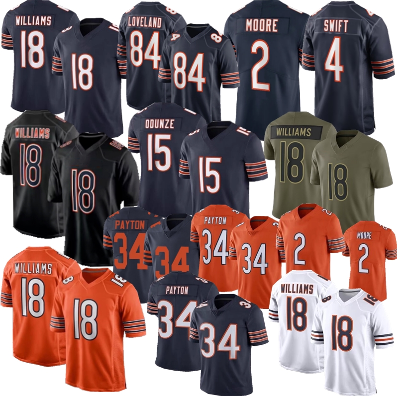 Caleb Williams Luther Burden III Colston Loveland Football Jersey Monangai Rome Odunze Hester Swift Walter Payton Urlacher Jerseys