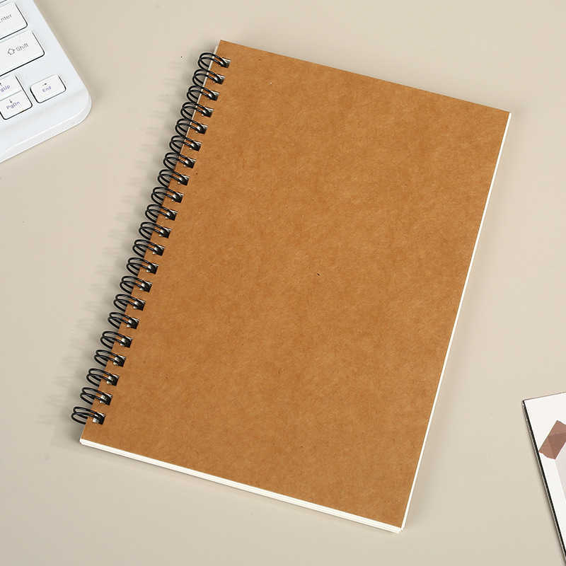A5 Kraft Paper Spiral Notebook Printable Student Lined Notebook Business Office Notepad S260209