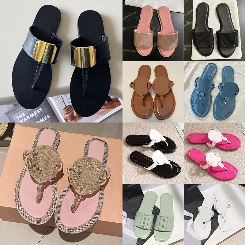 free shipping with box designer sandals for women miller patent leather sandal luxury slides triple black brown diamond slide womens flip flops shoes