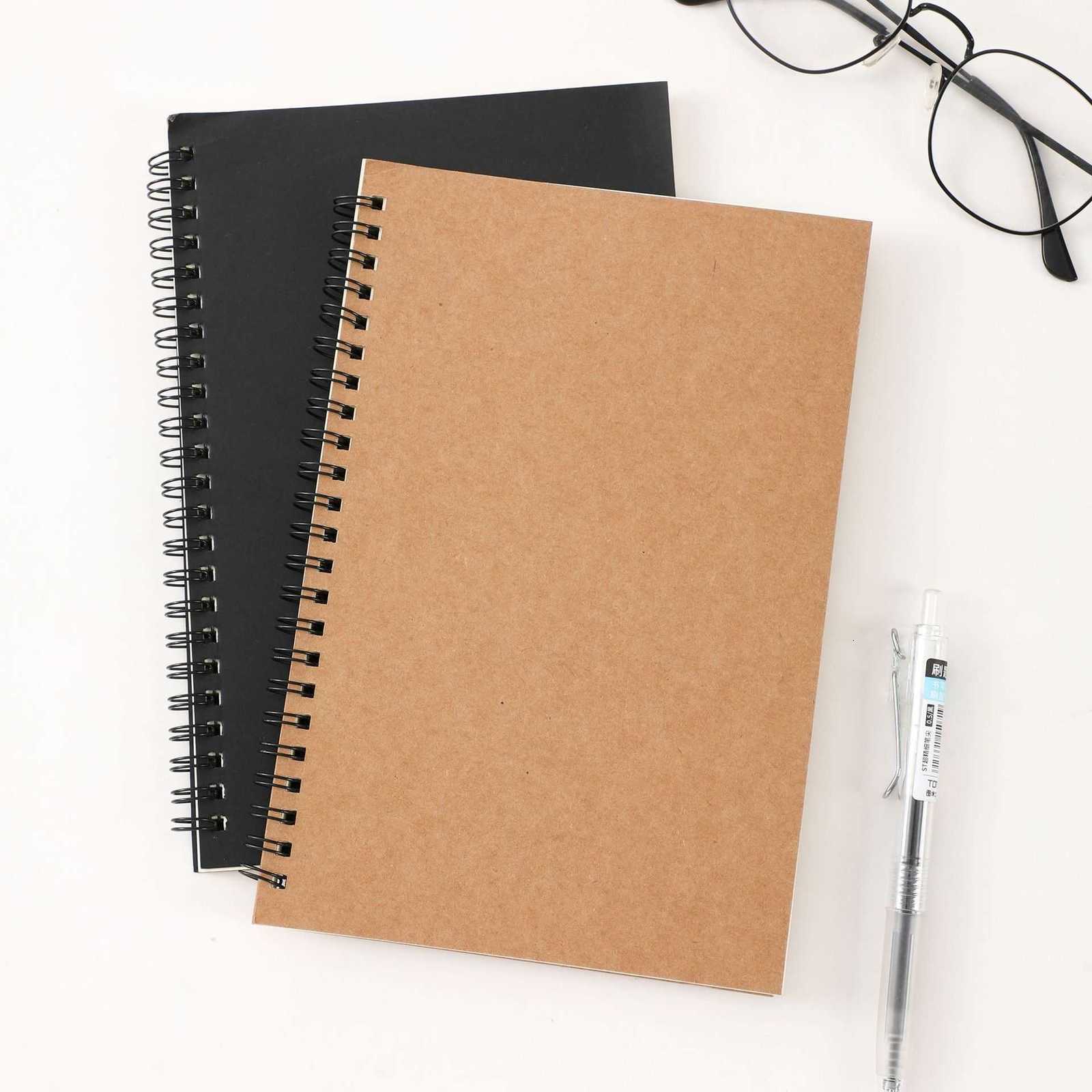 Spiral Coil Notebook with Black Cardboard Cover A5 Blank Pages Student Notepad for Office Use S260209