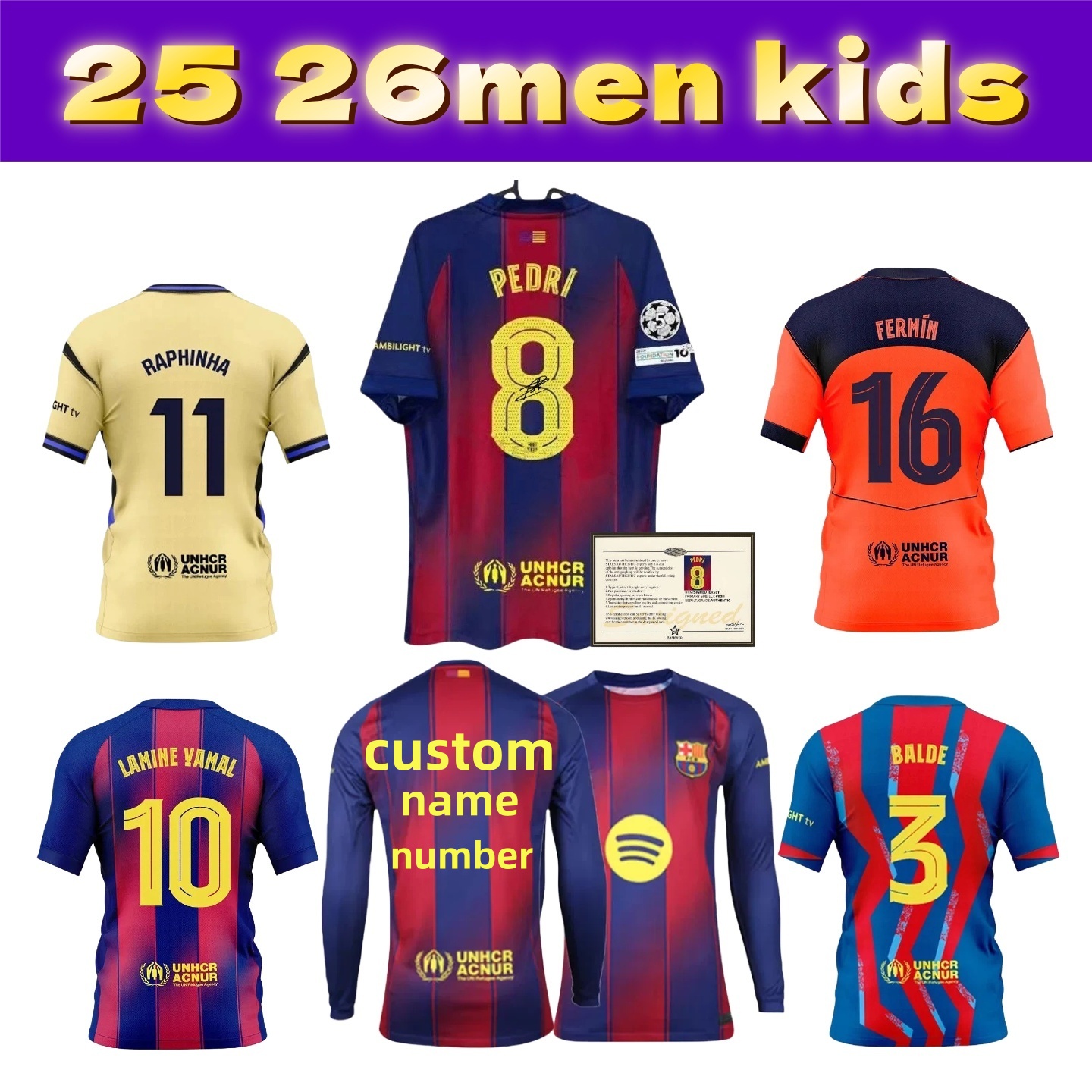 BAR 25 26 27 soccer jerseys LEWANDOWSKI men kids barcelone football shirts kit LAMINE YAMAL PEDRI GAVI RAPHINHA Camiseta De Shirt KOUNDE DE JONG FERMIN