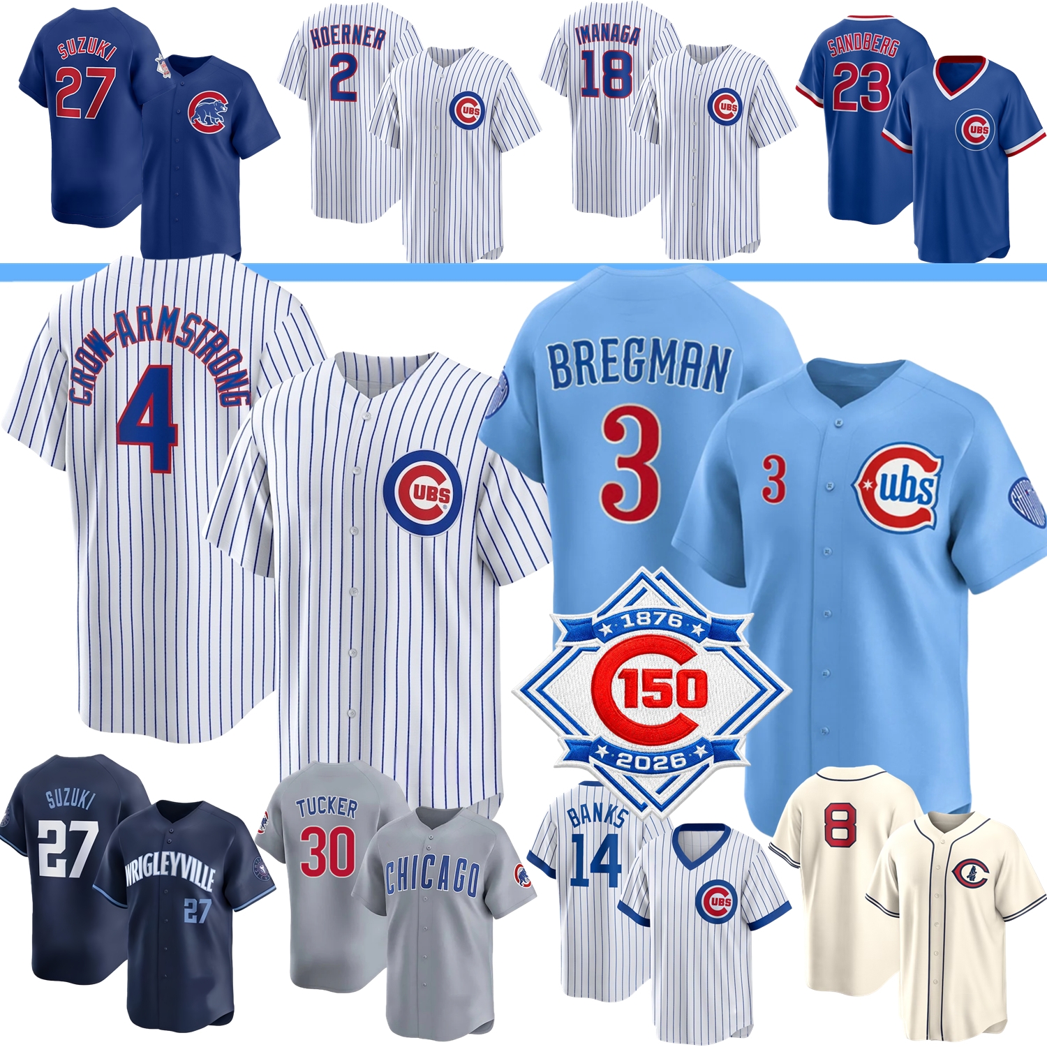 Chicago Jersey Alex Bregman Cub Pete Crow-Armstrong Dansby Swanson Matt Shaw Cade Horton Steele Hoerner Shota Imanaga Happ Suzuki Alcantara Busch Ballesteros