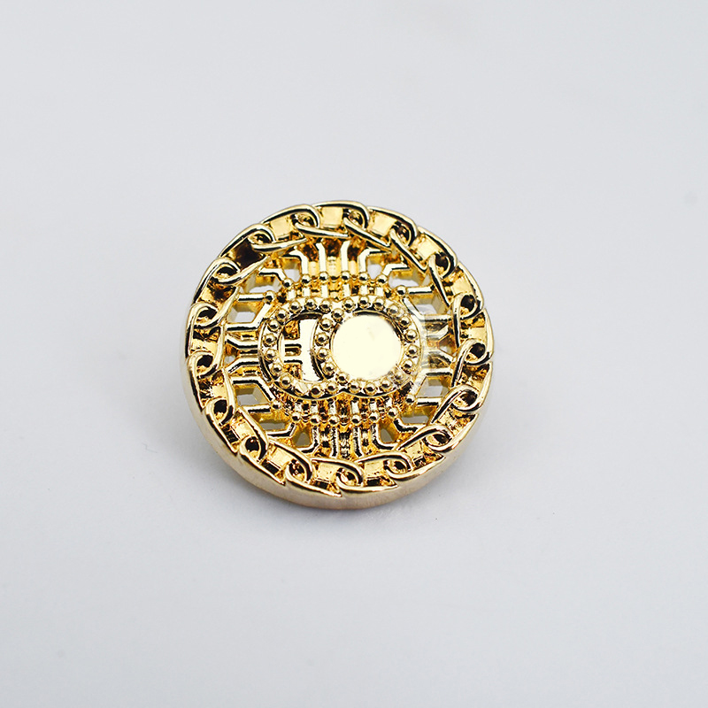 Gold Button for Coat Shirt Jacket Metal Round Letter Diy Sewing Button 18/22mm