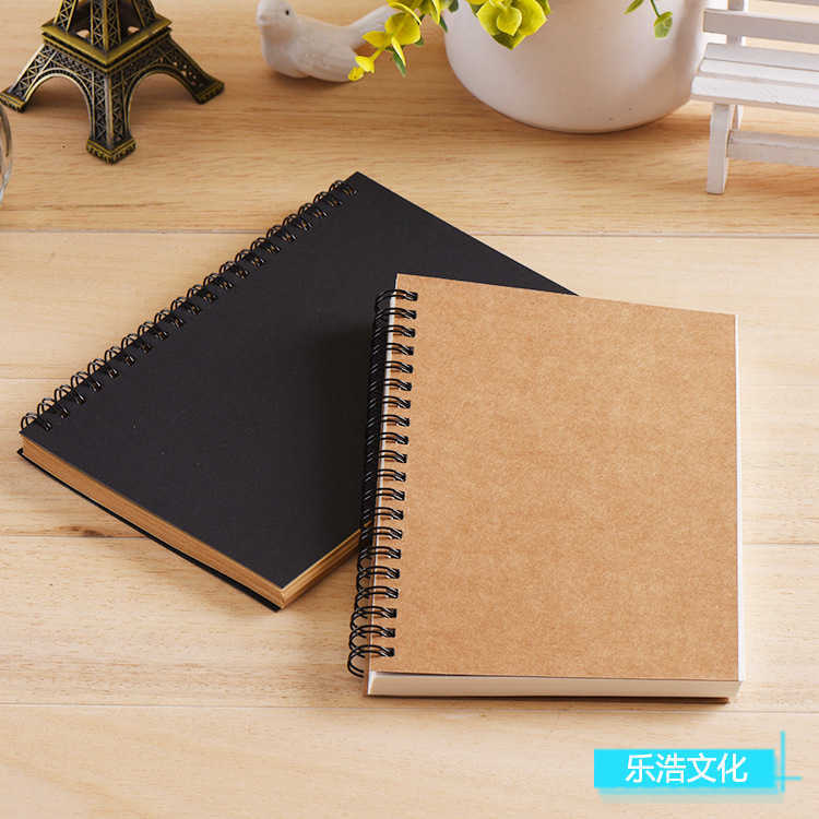 Coil-bound creative kraft paper notebook simple blank doodle journal sketchbook S260209