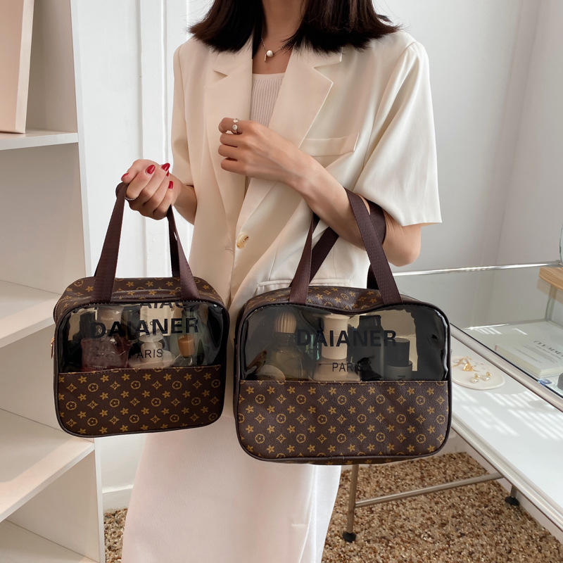 Cosmetic Large Capacity High Appearance Toiletry Semi-Transparent designer Travel Waterproof Portable Storage Luxcury Bag portable toiletries bag