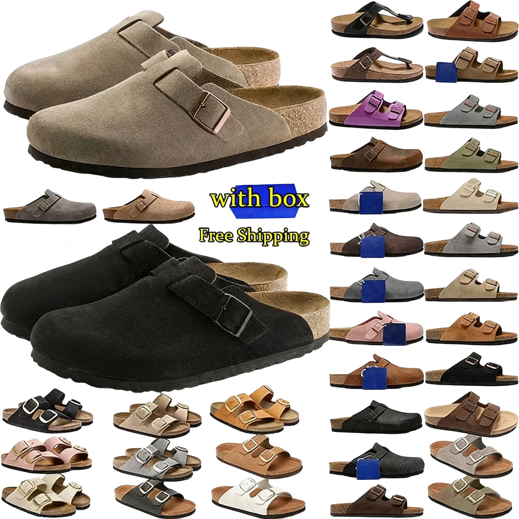 Designer Clogs Sandals birkensandal women Clog Slippers Cork Flat High Quality Fashion Summer Genuine Leather Slide Favourite Beach Casual Shoes Women Men