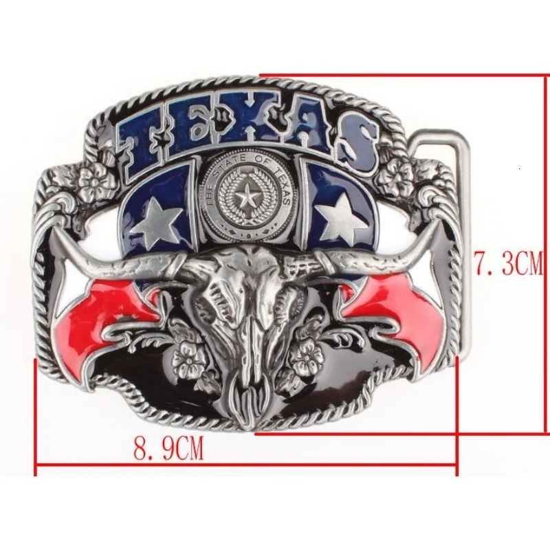 Wild West TEXAS Cowboy Belt Bull Skull Head Metal Buckle American Texan Pride Fashion Waistband For Men 260124
