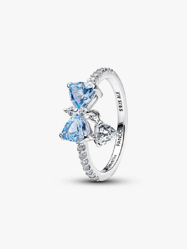 Sterling 925 Silver Bridgerton Blue Bow Ring