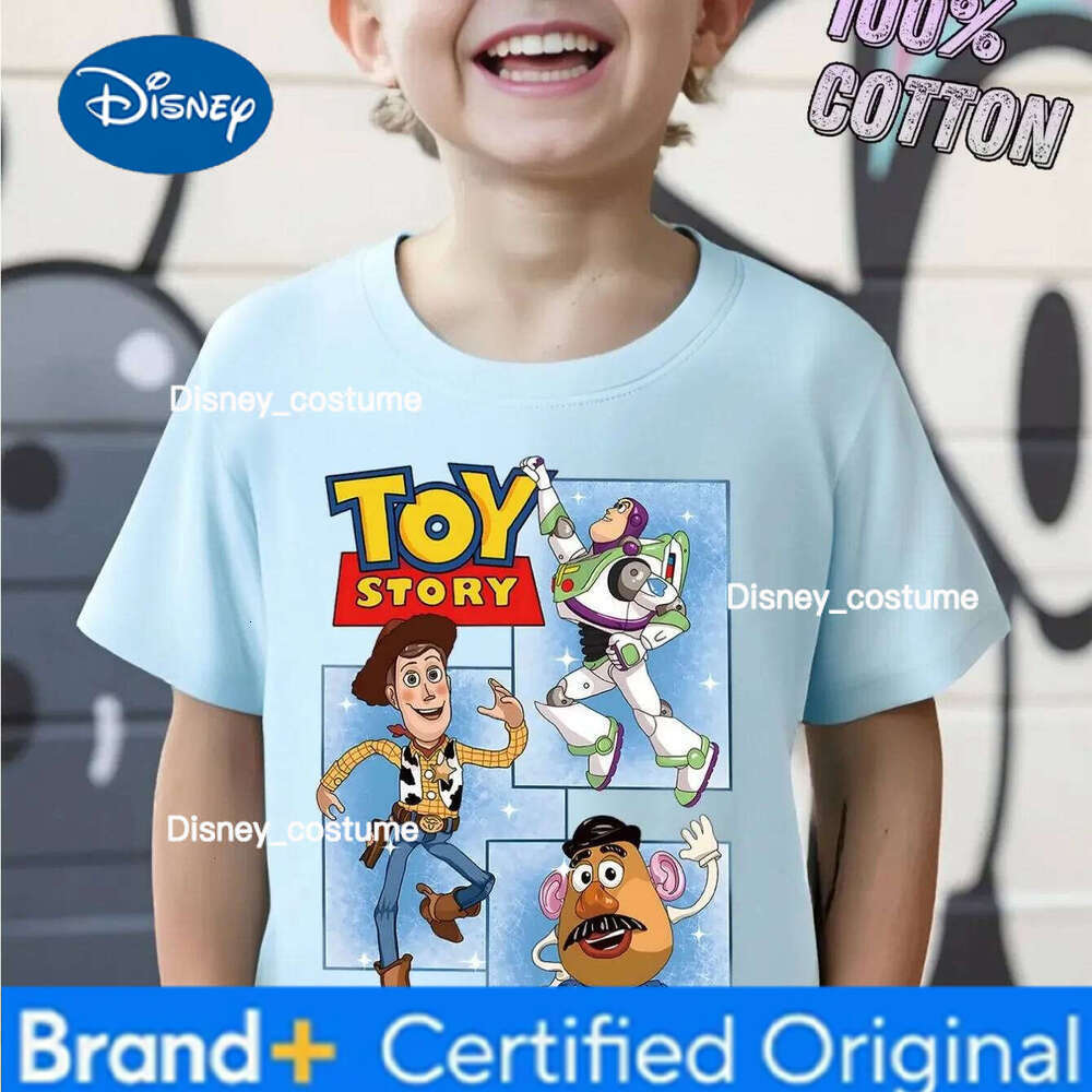 Disney 2026 Best Seller Toy Story Kids T-Shirt 100% Cotton Vibrant Cartoon Print Woody Buzz Classic Characters Short Sleeve OK H260210