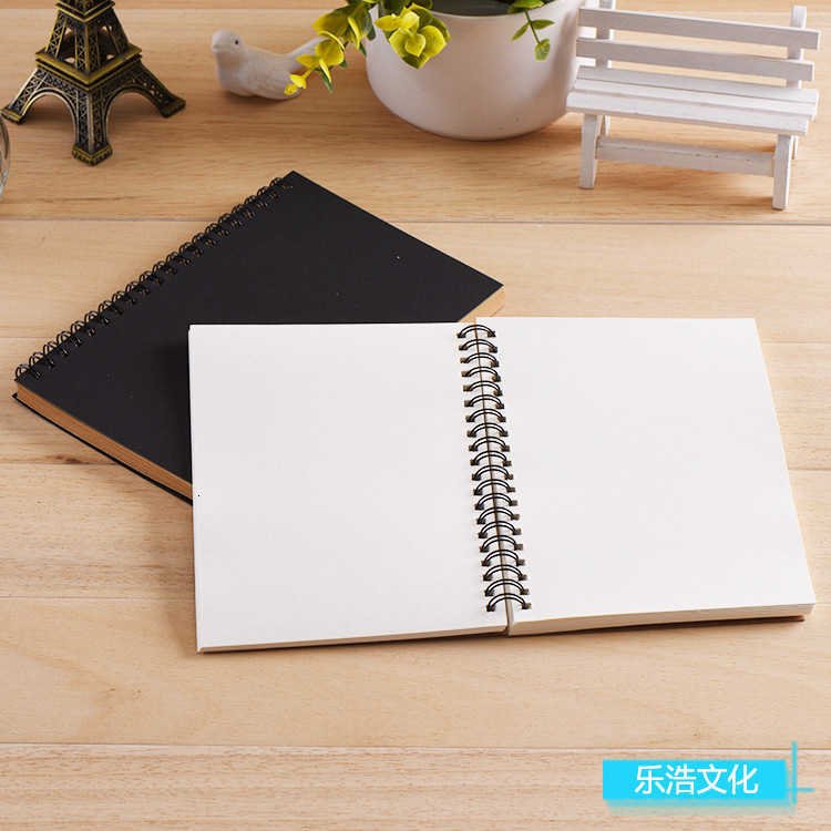 Coil-bound creative kraft paper notebook simple blank doodle journal sketchbook S260209