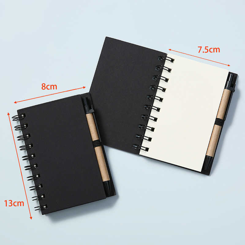 Kraft paper notepad with blank pages spiral-bound design marked for note-taking S260209