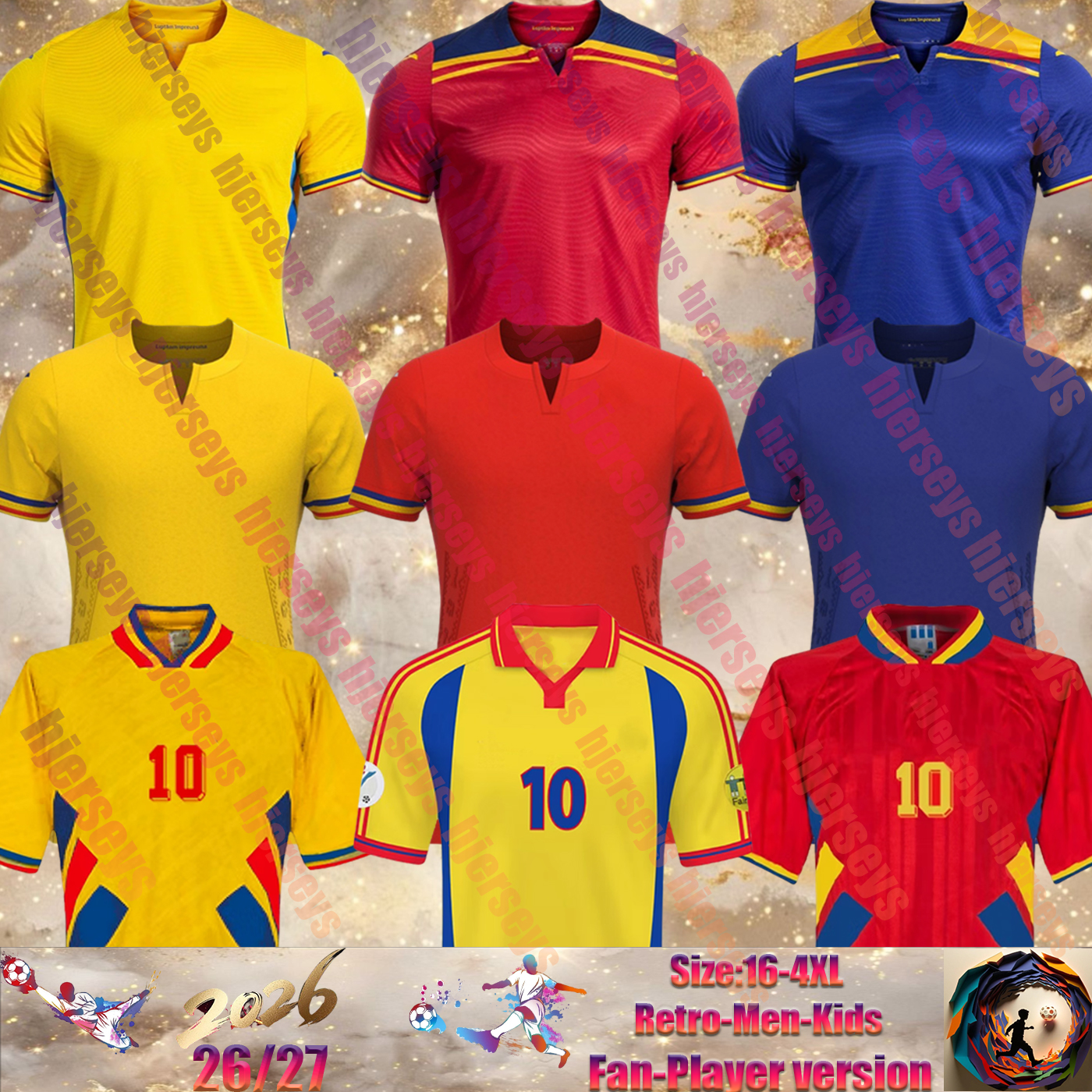 23 24 25 26 National Team Romania 94 00 Retro home away STANCIU Soccer Jerseys Euro Cup DRAGUS MARIN MAN 9 PUSCAS 2 RATIU 1 NITA COMAN 10 HAGI RACOVITAN Men Football T-Shirt