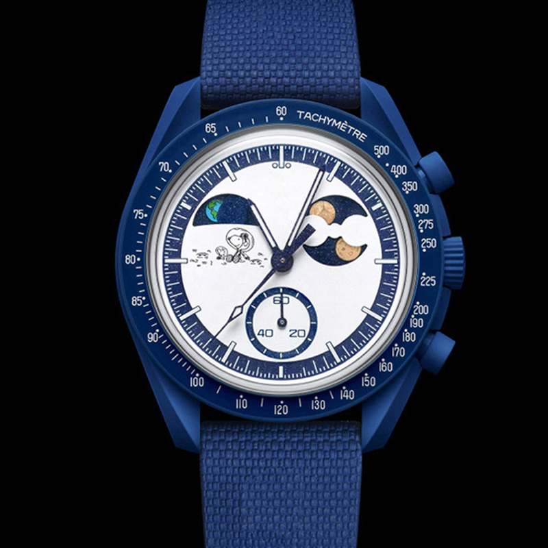 Bioceramic Planet Moon Mens Watches High Quality All Dials Working Luxury Watches Movement Watches Water Proof Luminous Chronograph Leather Strap Wristwatches