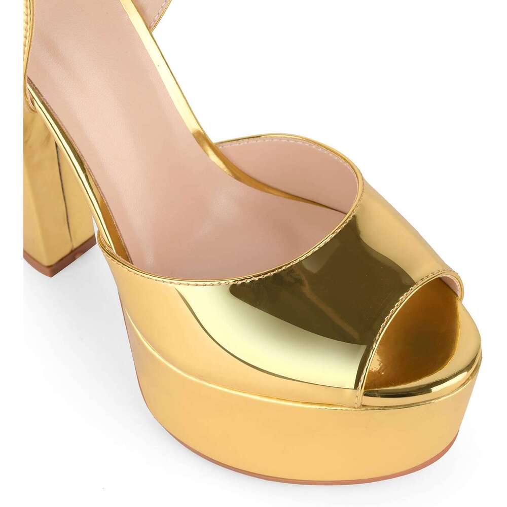 Women Platform High Heels Heels Open Round Toe Sexy Sandals Heel Cover Heel Sandals Designers shoes for womens Platform heels metal buckle