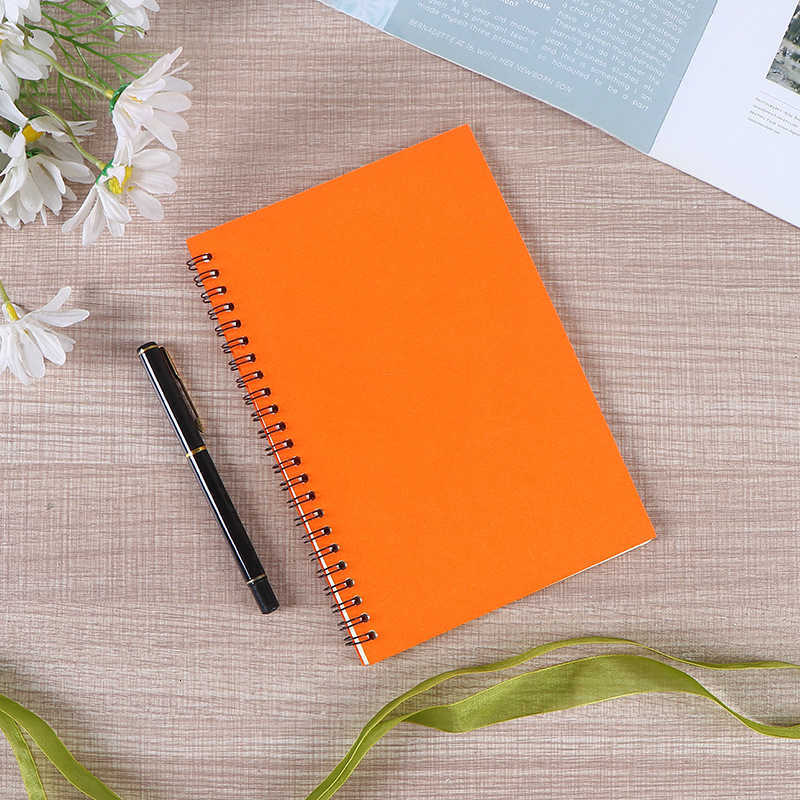 Coiled Kraft Paper Notebook Thickened Simple Office Meeting Notebook Side-Flip Loose-Leaf Tearable Notebook S260209