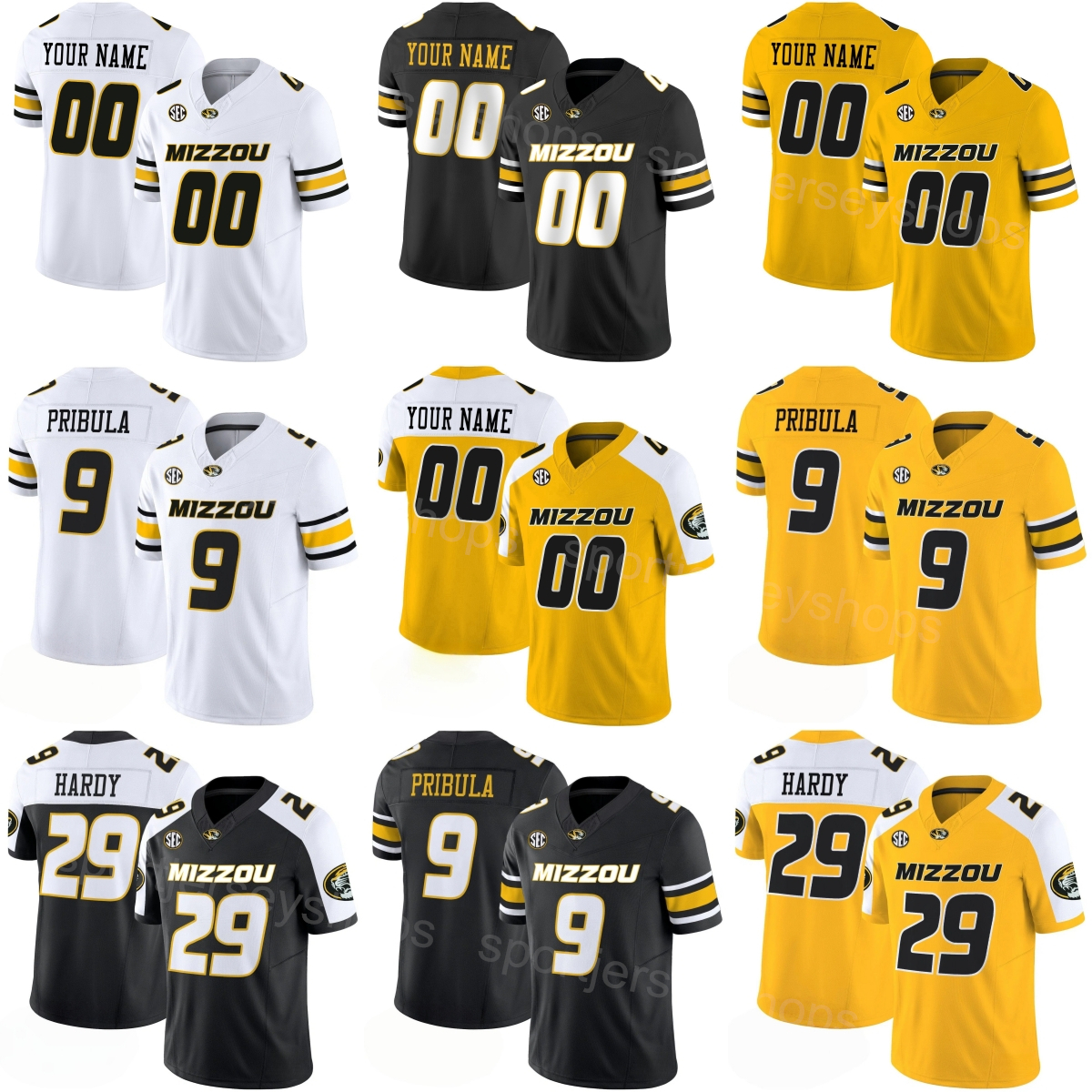 2026 College Football Missouri Tigers Jersey 9 Beau Pribula 29 Ahmad Hardy 20 Jamal Roberts 7 Marquise Davis 3 Kevin Coleman Jr. 1 Donovan Olugbode Woman Child Man