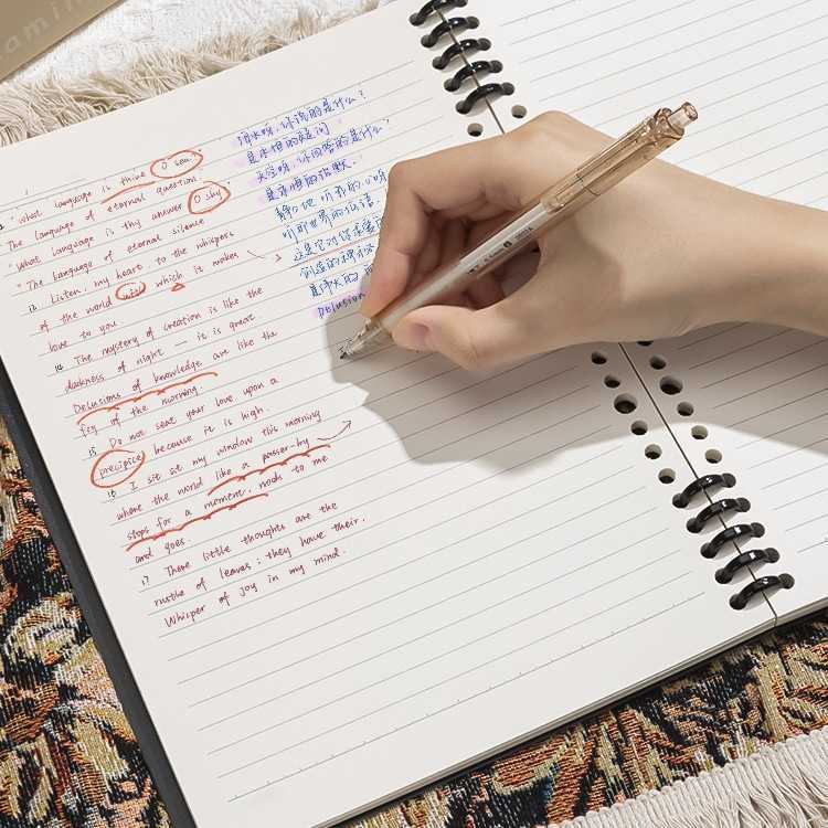 Comfortable to hold detachable 5-ring binder notebook simple design for college students suitable for exam preparation S260209