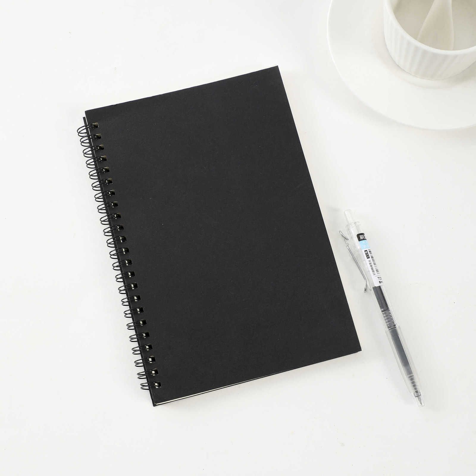 Spiral Coil Notebook with Black Cardboard Cover A5 Blank Pages Student Notepad for Office Use S260209