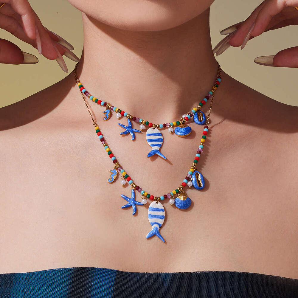 Stainless Steel DIY Multi-accessory Clownfish Oil Drop Pendant Necklace Bracelet Anklet Set 18K Gold Plated