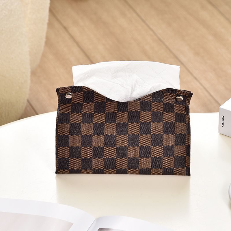 Designer Luxury Retro Furniture Tissue Box PU Leather Napkin Holder Desktop Bedroom Coffee Table Paper Drawer Leather Car Universal Organizer Classic 