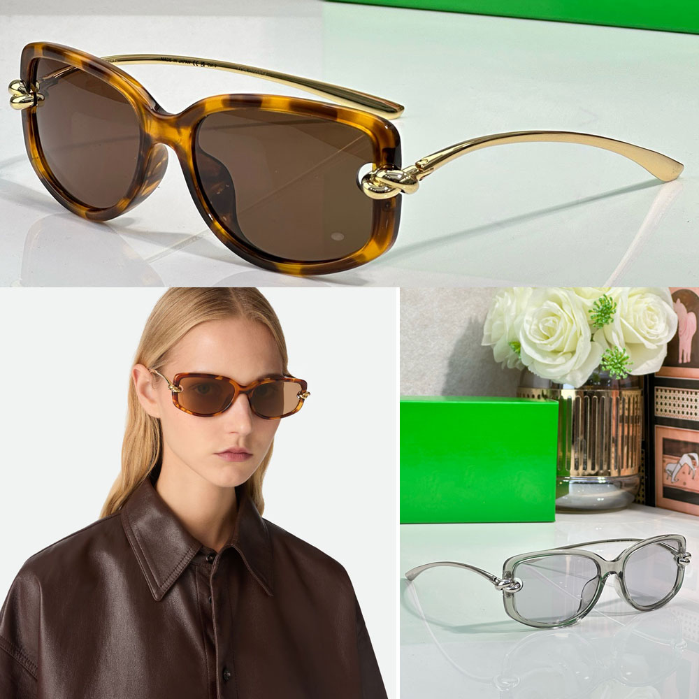 Knot Rectangular Sunglasses luxury womens designer sunglasses BV1440SA 26ss classic retro style mens acetate frame sunglasses high quality UV400 Protection