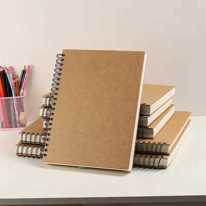 Coil-bound creative kraft paper notebook simple blank doodle journal sketchbook S260209