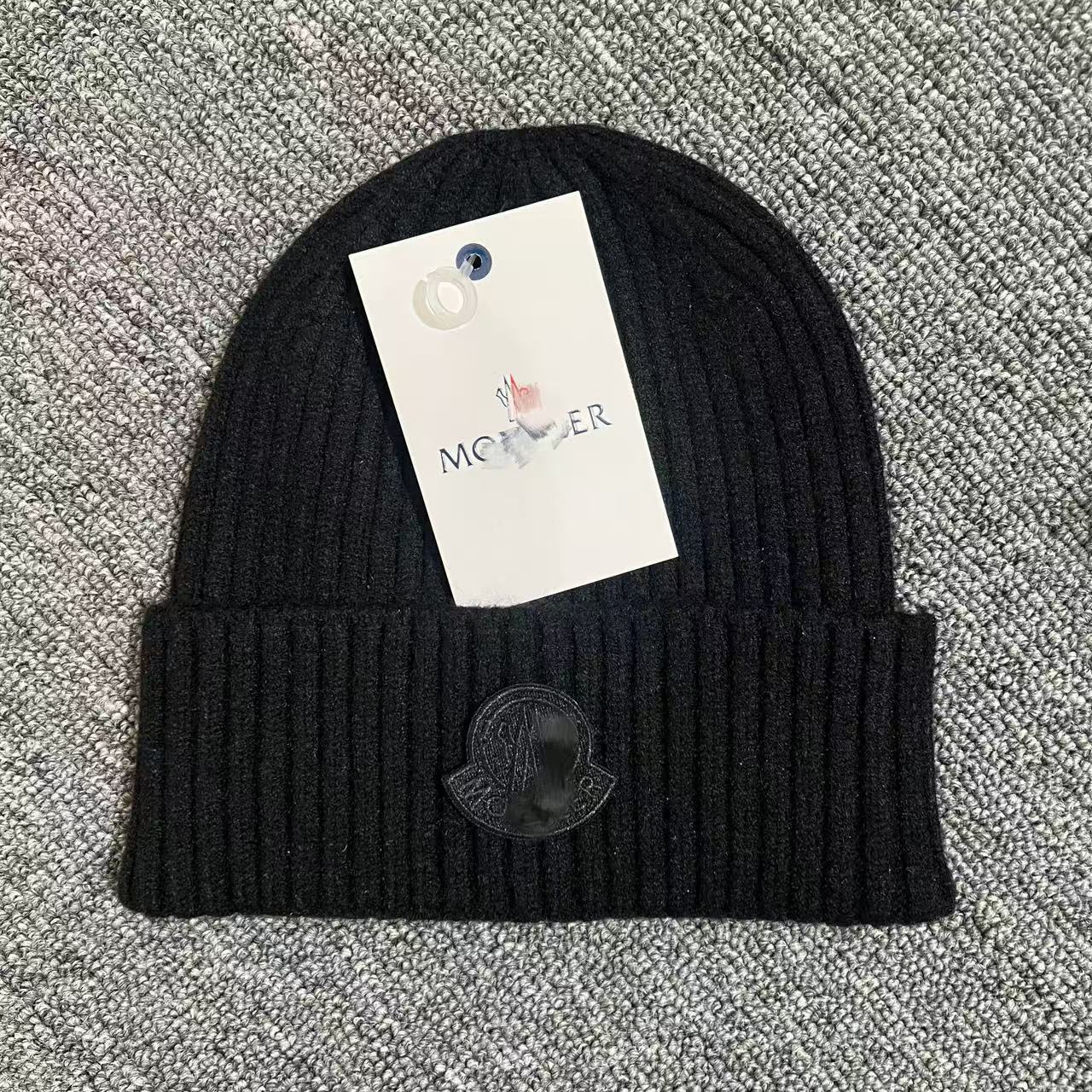 Monclair beanie Bonnet Website Version 1:1 Autumn Winter Knitted Cap Women Fashion Wool Hat Designer High Quality Men's Beanie Black logo