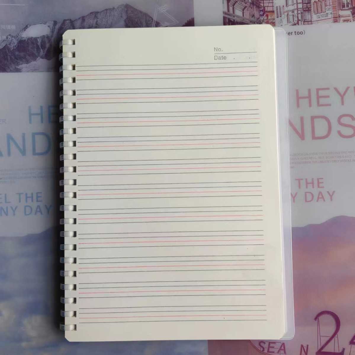 Thickened transparent PP frosted soft coil notebook blank English lined simple grid exercise book S260209