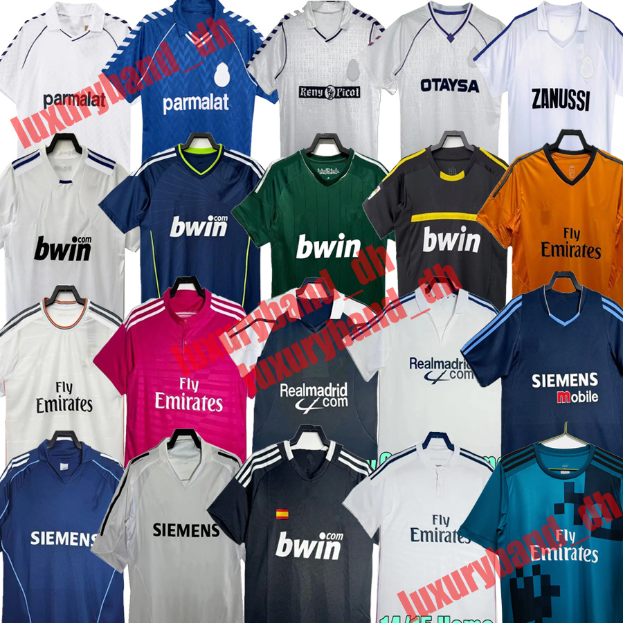 Retro Reals Madrid soccer jerseys 1984 1985 1986 1987 BUTRAGUENO 1988 1990 Hierro Juanito Valdano Hugo Sanchez Hagi Ronaldo ZIDANE classic retrio football shirt