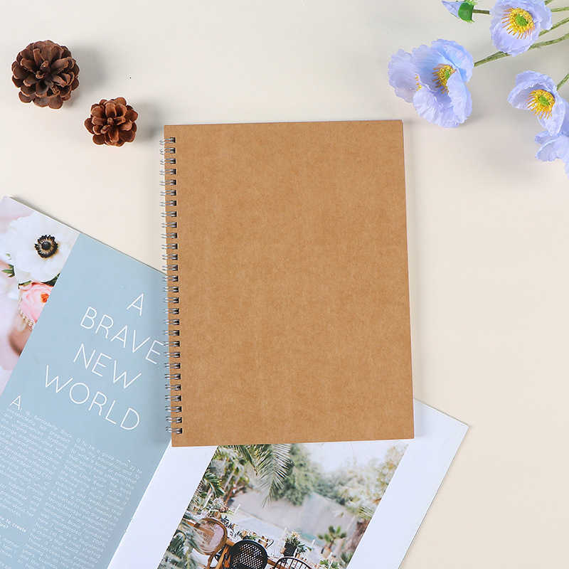 Blank coil notebook small notepad comfortable to hold large refillable loose-leaf notebook with coil binding S260209