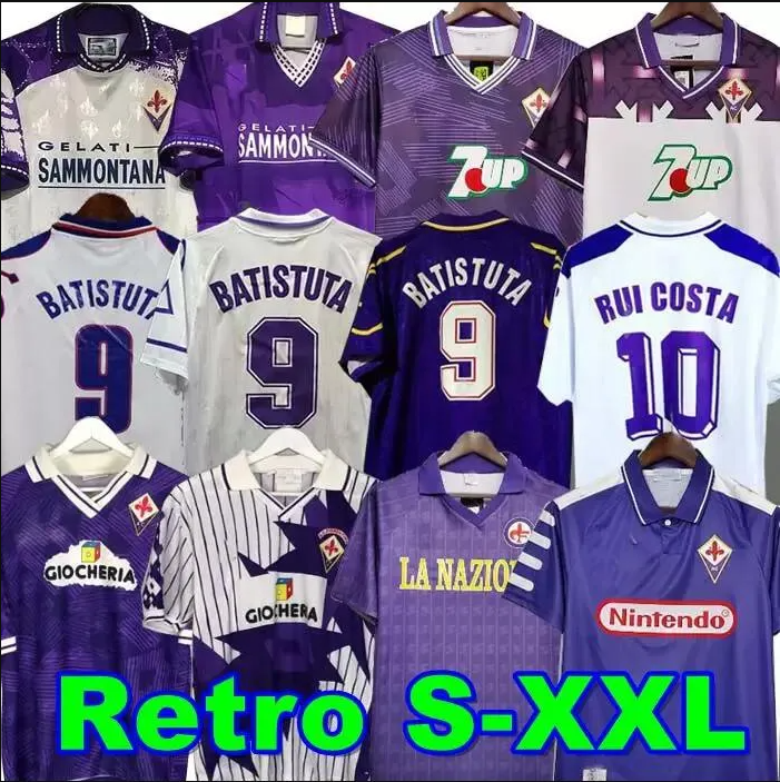 1998 1999 Retro classic FiorentinaA Soccer Jerseys Sweatshirt 84 85 90 91 92 93 97 98 99 BATISTUTA RUI COSTA Vintage Florence RUI COSTA Football Shirt Camisas de Futebo